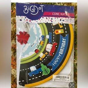 Big dot cars boys birthday hat transportation car theme